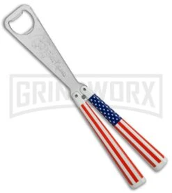 BB Barfly USA Flag Bottle Opener Butterfly Trainer - Satin 4TH18