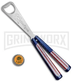 BB Barfly Wild American Flag Bottle Opener Butterfly Trainer 4TH18 -Elite Knives Shop BB Barfly Bottle Opener Butterfly Trainer Wild American Flag BHQ 83042 jr bottlecap large