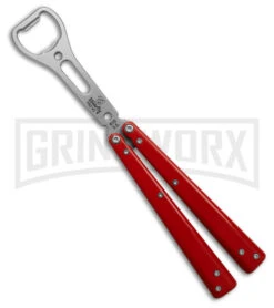BB Barfly Pro V3 Red Bottle Opener Butterfly Trainer - Satin Plain