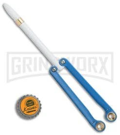 BaliYo By Spyderco Butterfly Pen Flipper Blue/White -Elite Knives Shop BaliYo by Spyderco Butterfly Pen Fisher Space Pen blue white USA Made BHQ 82799 er bottlecap large