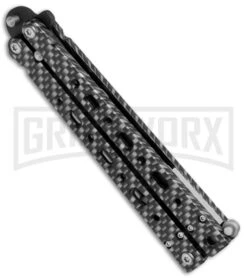 Bear OPS Bear Song V Sim Carbon Fiber Balisong Butterfly Knife - Black Plain -Elite Knives Shop Bear OPS Bear Song 500 Butterfly Sim Carbon Fiber Black BHQ 35746 jr spine large