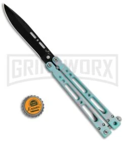 Bear Ops Bear Song IV Cyan Speckle Blue Butterfly Knife - Black -Elite Knives Shop Bear Ops Bear Song IV Butterfly Cyan Speckle Blue Black B 400 AICY B BHQ 83465 jr bottlecap large