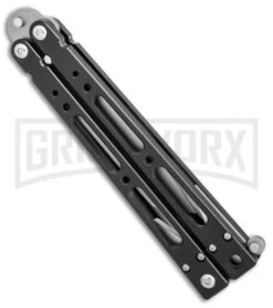 Bear OPS Bear-Song IV Black Tanto Butterfly Knife - Bead Blast Plain -Elite Knives Shop Bear Ops Bear Song IV tanto black bb BHQ 39364 er side large