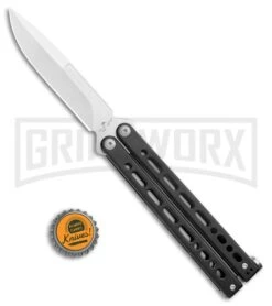 Bear Ops Bear Song VIII Black Butterfly Knife - Bayonet Satin Plain -Elite Knives Shop Bear Ops Bear Song VIII Butterfly Bayo Black Satin B 820 SSBK S BHQ 107304 jr bottlecap large