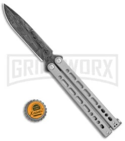 Bear Ops Bear Song VIII Gray Butterfly Knife - Bayonet Damascus Plain -Elite Knives Shop Bear Ops Bear Song VIII Butterfly Black Damascus BHQ 114827 jr bottlecap large