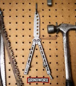 Bear Ops Bear Song VIII Silver Butterfly Trainer - Bead Blast Dull -Elite Knives Shop Bear Ops Bear Song VIII Butterfly Trainer B 821 SS S BHQ 117625 kp peg board web large