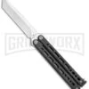 Bear Ops Bear Song VIII Black Butterfly Knife - Tanto Satin Plain