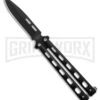 Bear & Son 115B Black Butterfly Knife - Black Plain