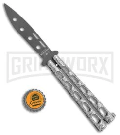 Bear & Son 115TR Large Silver Vein Butterfly Knife Trainer - Black -Elite Knives Shop Bear Son 115TR Large Butterfly Trainer Silver Vein Black BHQ 107300 jr bottlecap large
