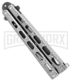 Bear & Son 115TR Large Silver Vein Butterfly Knife Trainer - Black -Elite Knives Shop Bear Son 115TR Large Butterfly Trainer Silver Vein Black BHQ 107300 jr side large