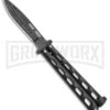 Bear & Son 115D Black Butterfly Knife - Damascus Plain