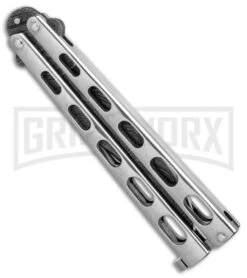 Bear & Son Knives SS14D Stainless Steel Butterfly Knife - Clip Point Damascus -Elite Knives Shop Bear Son Clip Point Butterfly SS Damascus BHQ 88016 er spine large