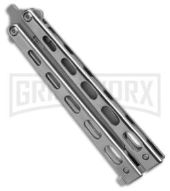 Bear & Son Knives SS14 Stainless Steel Butterfly Knife - Clip Point Bead Blast -Elite Knives Shop Bear Son Knives SS14 Stainless Steel Butterfly Knife CP BB BHQ 87939 td side large
