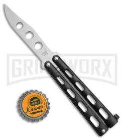Bear And Son Knives 113BTR Small Black Trainer Butterfly Knife - Satin Plain -Elite Knives Shop Bear and Son 113BTR Small Butterfly Trainer Black Satin BHQ 11912 jr bottlecap large
