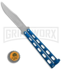 Bear & Son 114BL & 114BLTR Blue Butterfly Knife 2-Pack -Elite Knives Shop Bear and Son 2 Pack Butterfly Special Blue BHQ 88811 er sharp bottlecap large