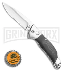 Bear And Son Black G-10 Automatic Lockback Knife - Satin Plain -Elite Knives Shop Bear and Son Black G10 Automatic Lockback BHQ 118795 LS Bottlecap large