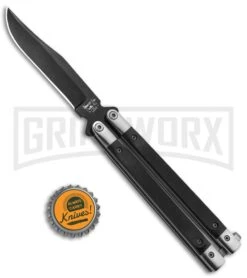 Bear & Son Black G-10 Balisong Butterfly Knife - Black Plain -Elite Knives Shop Bear and Son Butterfly Knife Black G 10 Black G17B BHQ 92673 jr bottlecap large