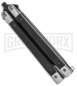 Bear & Son Black G-10 Balisong Butterfly Knife - Black Plain -Elite Knives Shop Bear and Son Butterfly Knife Black G 10 Black G17B BHQ 92673 jr side large