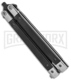 Bear & Son Black G-10 Balisong Butterfly Knife - Black Plain -Elite Knives Shop Bear and Son Butterfly Knife Black G 10 Black G17B BHQ 92673 jr spine large