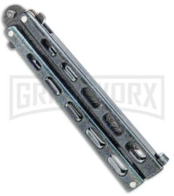 Bear & Son 115 Galaxy Butterfly Knife - Damascus Tanto Plain 6 Bear & Son 115 Galaxy Butterfly Knife - Damascus Tanto Plain -Elite Knives Shop Bear and Son Butterfly Knife Black Sparkles Damascus Tanto BHQ 141056 jr side large