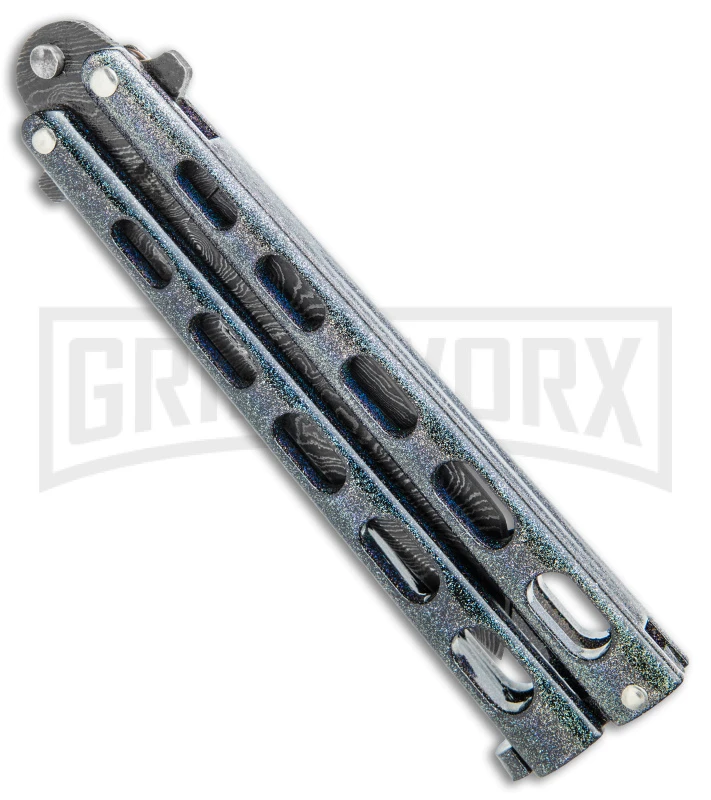 Bear & Son 115 Galaxy Butterfly Knife - Damascus Tanto Plain 2 Bear & Son 115 Galaxy Butterfly Knife - Damascus Tanto Plain - Image 2