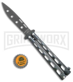 Bear & Son 115 Galaxy Butterfly Knife - Black Dull -Elite Knives Shop Bear and Son Butterfly Trainer Black Sparkle Black BHQ 141053 jr bottlecap large