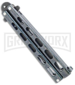 Bear & Son 115 Galaxy Butterfly Knife - Black Dull -Elite Knives Shop Bear and Son Butterfly Trainer Black Sparkle Black BHQ 141053 jr side large