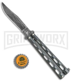 Bear And Son Knives 114GXD Galaxy Balisong Butterfly Knife - Damascus Plain -Elite Knives Shop Bear and Son Large Butterfly Galaxy Damascus BHQ 142578 jr bottlecap large