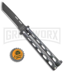 Bear & Son 115 Galaxy Butterfly Knife - Black Tanto Plain -Elite Knives Shop Bear and Son Large Butterfly Tanto Galaxy Black BHQ 141492 jr bottlecap large