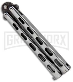 Bear And Son Knives SS14 Large Balisong Butterfly Knife - Tanto Damascus -Elite Knives Shop Bear and Son Tanto Butterfly SS Damascus SS14AD BHQ 88455 jr spine large