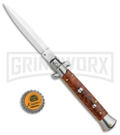 Frank B 9" Italian Stiletto Snakewood Automatic Knife - Dagger Satin -Elite Knives Shop Beltrame 9in Italian Stiletto Snakewood Dagger GX 35564 jr bottlecap large