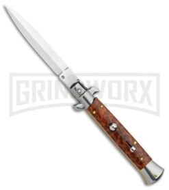 Frank B 9" Italian Stiletto Snakewood Automatic Knife - Dagger Satin