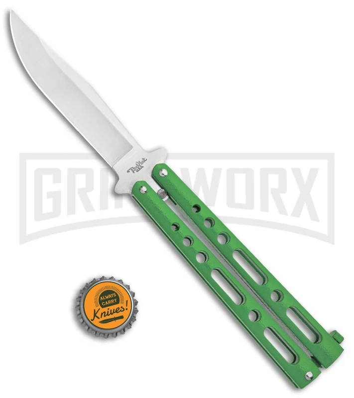 Benchmark Balisong Green Butterfly Knife - Satin Plain 4 Benchmark Balisong Green Butterfly Knife - Satin Plain - Image 4
