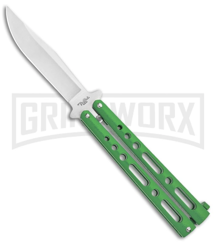 Benchmark Balisong Green Butterfly Knife - Satin Plain 1 Benchmark Balisong Green Butterfly Knife - Satin Plain