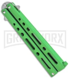 Benchmark Balisong Green Butterfly Knife - Satin Plain 6 Benchmark Balisong Green Butterfly Knife - Satin Plain -Elite Knives Shop Benchmark BM010 Green Balisong Butterfly Satin BM010 BHQ 115068 jr side large