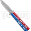 Benchmark Red & Blue Epoxy Steel Butterfly Knife - Stonewash Plain
