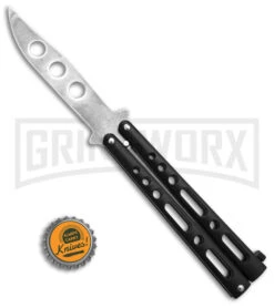 Benchmark Black Butterfly Trainer Knife - Stonewash Dull -Elite Knives Shop Benchmark Butterfly Rrainer Black SW BHQ 137773 td size large