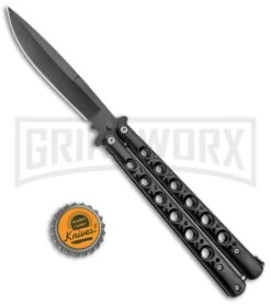 Black Balisong Butterfly Knife - (9.60" Black) 7 Black Balisong Butterfly Knife - (9.60" Black) -Elite Knives Shop Black Balisong Butterfly Black GX 37517 jr bottlecap large