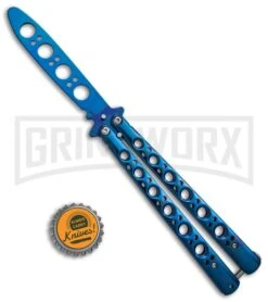 Blue Balisong Trainer Butterfly Knife - Blue Dull -Elite Knives Shop Blue Balisong Trainer Butterfly Knife Blue Finish GX 37659 td size large