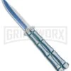 Blue Bone Balisong Drop Point Butterfly Knife - 2 Tone Plain