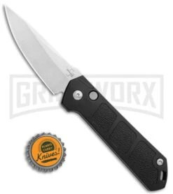 Boker Kihon Black Automatic Knife - Stonewash Plain -Elite Knives Shop Boker Burnley Kihon DP Auto SW BHQ 101389 jr bottlecap large