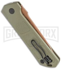 Boker Kihon OD Green Automatic Knife - Copper Plain -Elite Knives Shop Boker Burnley Kihon Desert Warrior DP Auto Copper D2 01BO955NSOI BHQ 101391 jr side large