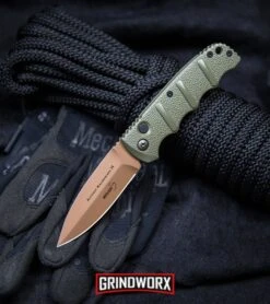 Boker Kalashnikov Desert Warrior Dagger Automatic Knife - Copper Plain -Elite Knives Shop Boker Desert Warrior Kalashnikov Dagger Automatic Knife OD Green Copper BHQ30436 kp rope web large
