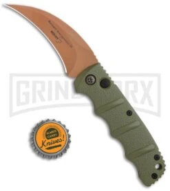 Boker Kalashnikov Desert Warrior Hawkbill Automatic Knife - Copper Plain -Elite Knives Shop Boker Desert Warrior Kalashnikov Hawkbill Auto OD Green Copper 01KALS69NSOI BHQ 103273 jr bottlecap large