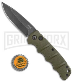 Boker Kalashnikov OD Green Automatic Knife - Drop Point Smokewash Plain -Elite Knives Shop Boker Kalashnikov Auto OD Green D2 Smokewash BHQ 144761 jr bottlecap large