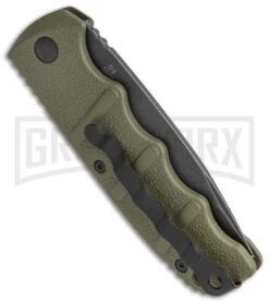 Boker Kalashnikov OD Green Automatic Knife - Drop Point Smokewash Plain -Elite Knives Shop Boker Kalashnikov Auto OD Green D2 Smokewash BHQ 144761 jr side large