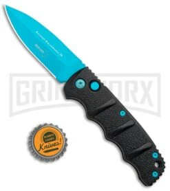 Boker Kalashnikov Automatic Knife - D2 Dagger Electric Blue Plain -Elite Knives Shop Boker Kalashnikov Black Widow Blue jr bottlecap large