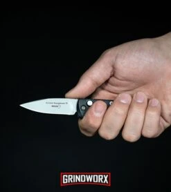 Boker Mini Kalashnikov Black Automatic Knife - Tanto Black Serr -Elite Knives Shop Boker Mini Kalashnikov Automatic Knife Black Bead Blast 01KALS73 BHQ 10758 kp in hand web large