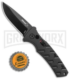 Boker Mini Strike Automatic Knife Black - Drop Point Black Plain -Elite Knives Shop Boker Mini Strike Auto Black Black 01BO436NSOI BHQ 99629 jr bottlecap large
