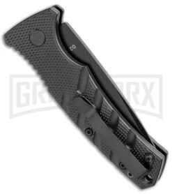 Boker Mini Strike Automatic Knife Black - Drop Point Black Plain -Elite Knives Shop Boker Mini Strike Auto Black Black 01BO436NSOI BHQ 99629 jr side large